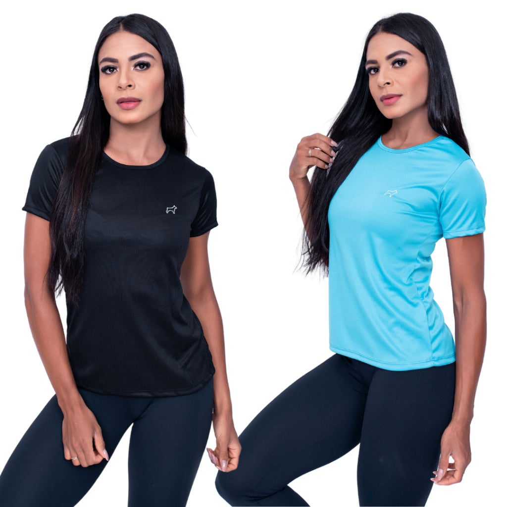 Kit 2 Camiseta Feminina Academia Dry Fit Parvori