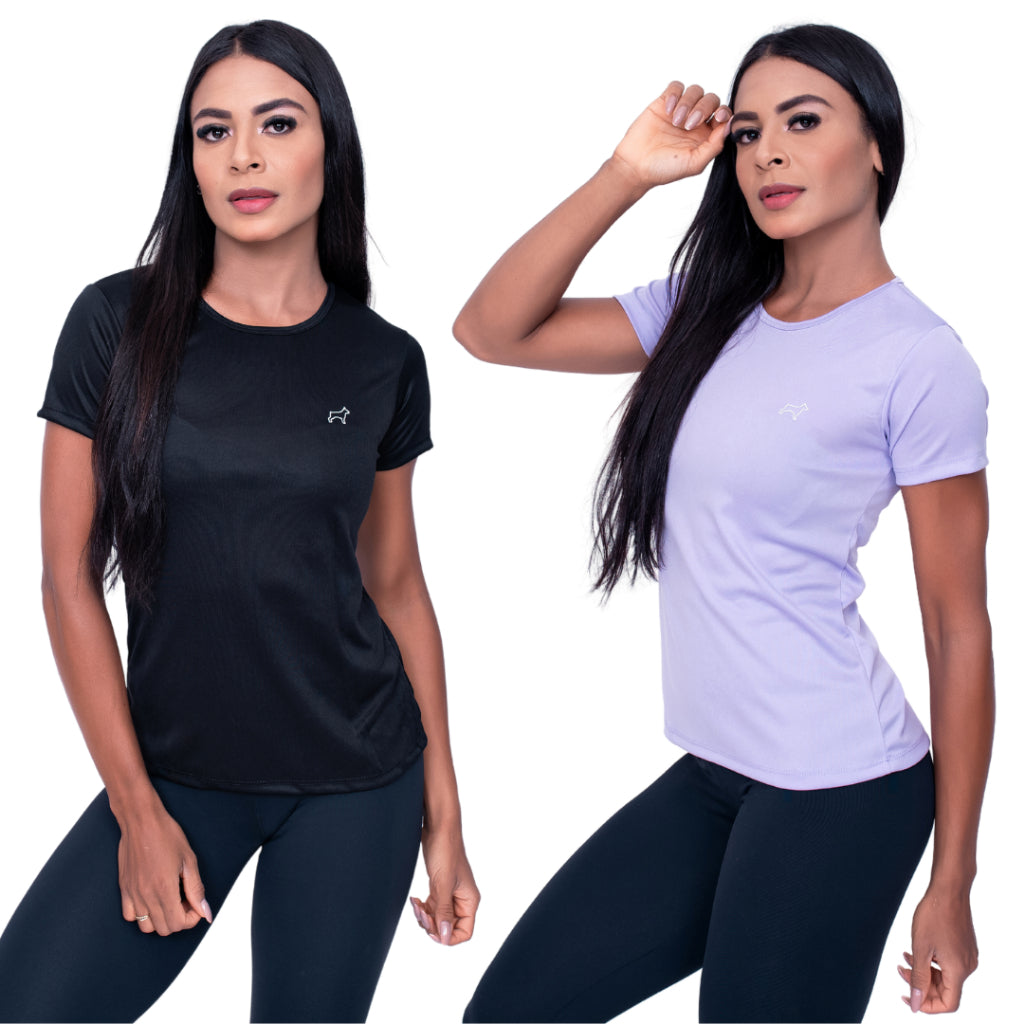 Kit 2 Camiseta Feminina Academia Dry Fit Parvori