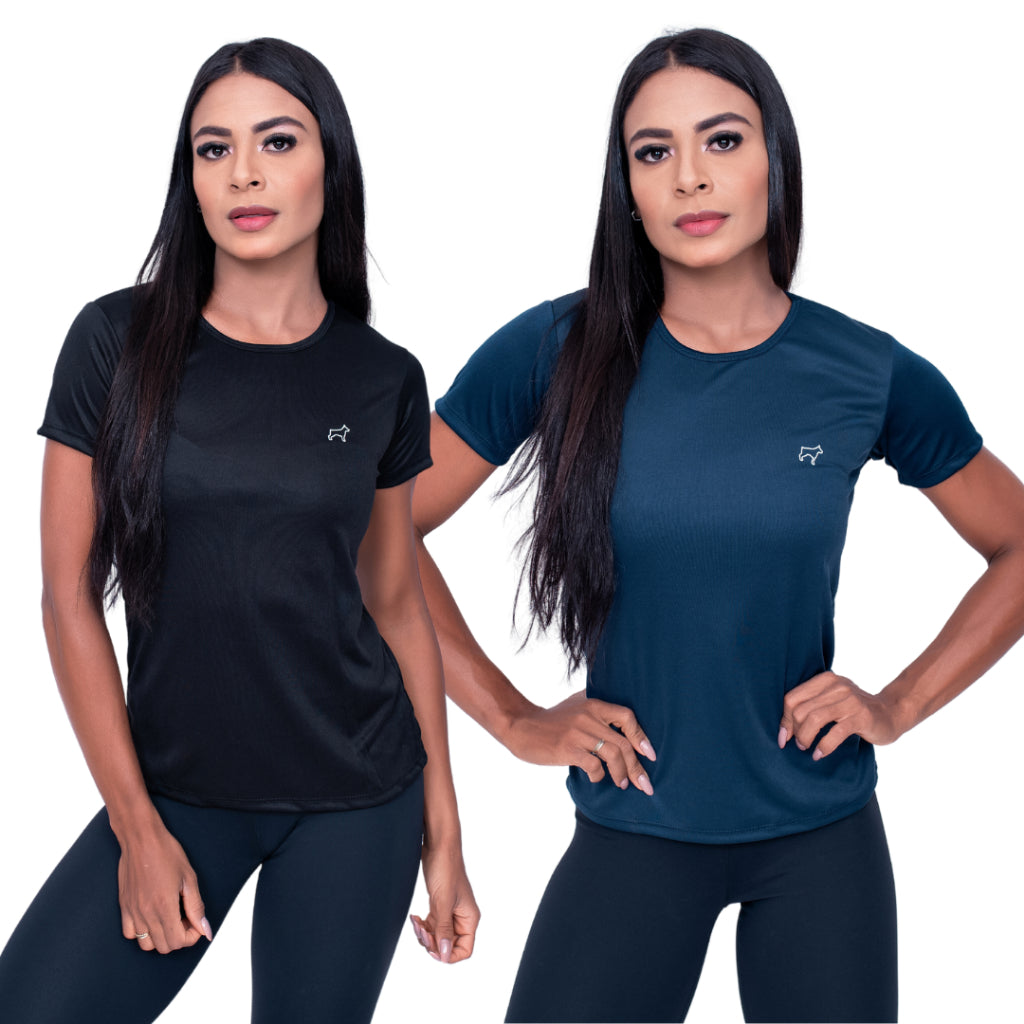 Kit 2 Camiseta Feminina Academia Dry Fit Parvori