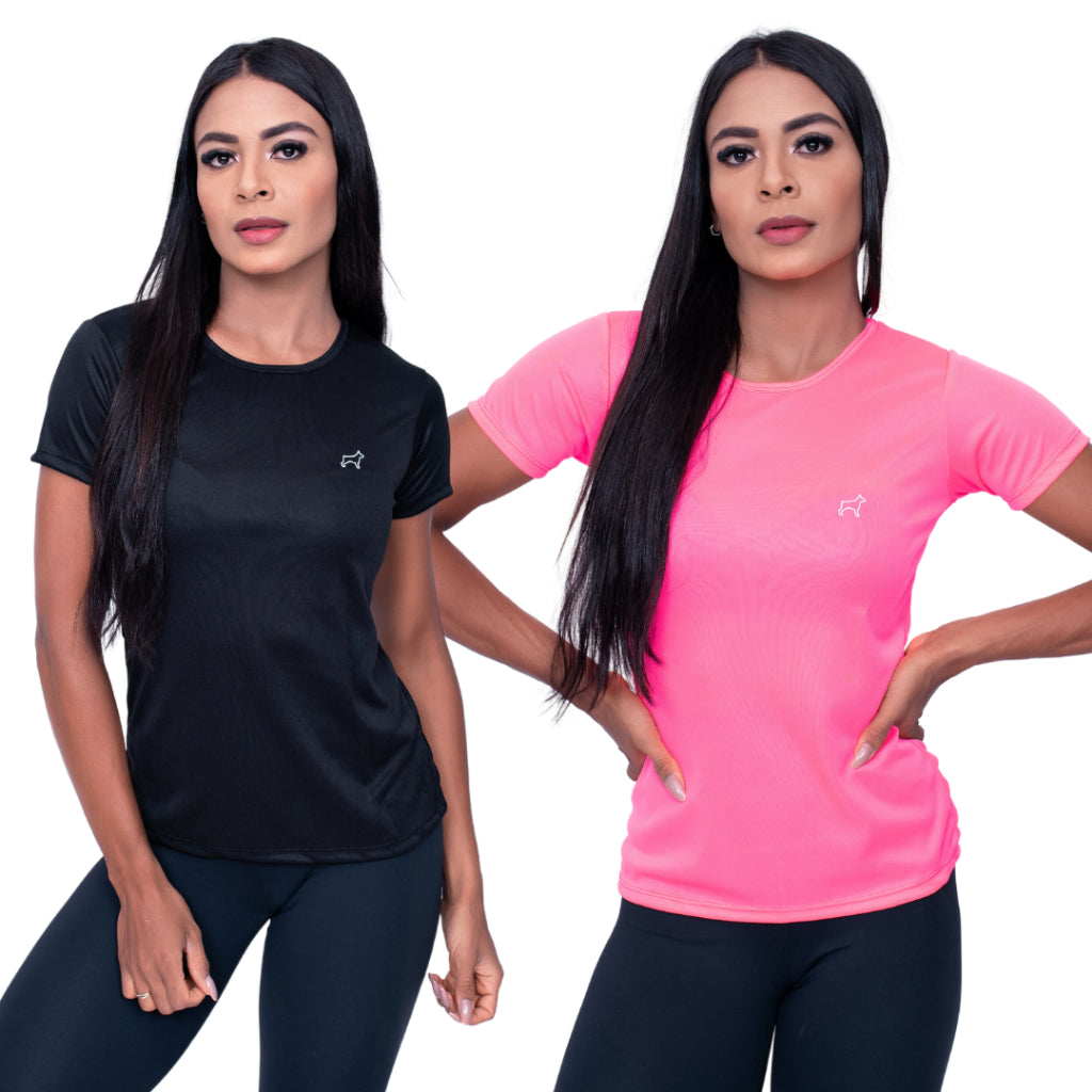 Kit 2 Camiseta Feminina Academia Dry Fit Parvori