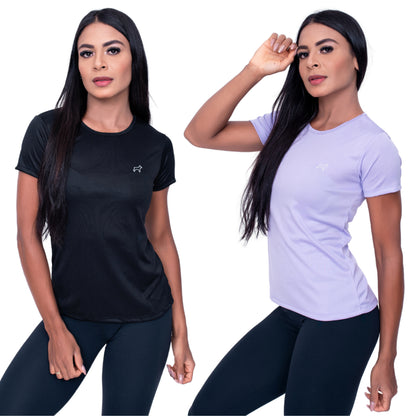 Kit 2 Camiseta Feminina Academia Dry Fit Parvori