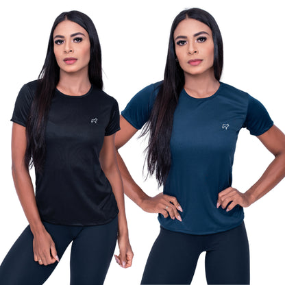 Kit 2 Camiseta Feminina Academia Dry Fit Parvori