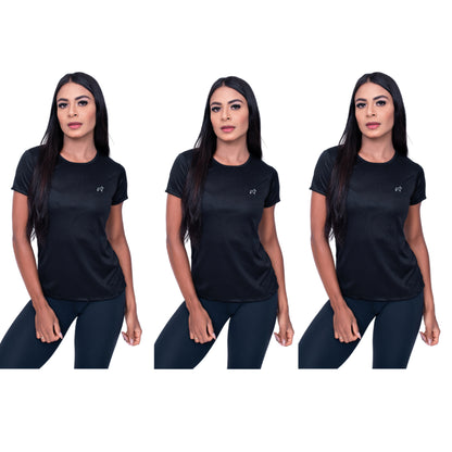 Kit 3 Camiseta Academia Feminina Treino Esportes Parvori