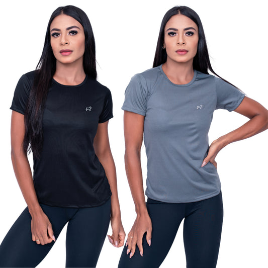 Kit 2 Camiseta Feminina Academia Dry Fit Parvori